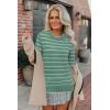 imageArachampampCloz Womens Soft Knit Sweater Fall Dressy Casual Pullover TopsStriped Green White