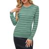 imageArachampampCloz Womens Soft Knit Sweater Fall Dressy Casual Pullover TopsStriped Green White
