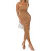 imageArachampampCloz Womens Silk Blend Fold Over Elegant Classy Wedding Guest Dress 2025Khaki