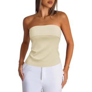 imageArachampampCloz Womens Silk Blend Non Slip Summer Going Out Tube Tops 2025Beige Apricot