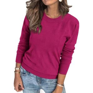 imageArachampampCloz Womens Soft Knit Sweater Fall Dressy Casual Pullover TopsAdark Rose