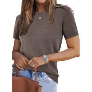 imageArachampampCloz Womens Wool Blend Business Casual Loose Fit Summer Sweaters OutfitsCoffee
