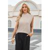 imageArachampampCloz Women 2025 Wool Blended Mock Neck Sleeveless Sweater Vest Summer Business Office Knit Spring Trendy TopsApricot