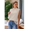 imageArachampampCloz Women 2025 Wool Blended Mock Neck Sleeveless Sweater Vest Summer Business Office Knit Spring Trendy TopsApricot