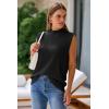 imageArachampampCloz Women 2025 Wool Blended Mock Neck Sleeveless Sweater Vest Summer Business Office Knit Spring Trendy TopsBlack