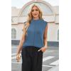 imageArachampampCloz Women 2025 Wool Blended Mock Neck Sleeveless Sweater Vest Summer Business Office Knit Spring Trendy TopsBlue