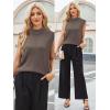 imageArachampampCloz Women 2025 Wool Blended Mock Neck Sleeveless Sweater Vest Summer Business Office Knit Spring Trendy TopsCoffee