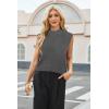 imageArachampampCloz Women 2025 Wool Blended Mock Neck Sleeveless Sweater Vest Summer Business Office Knit Spring Trendy TopsDark Grey