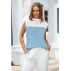 imageArachampampCloz Women 2025 Wool Blended Mock Neck Sleeveless Sweater Vest Summer Business Office Knit Spring Trendy TopsDusty Blue5064