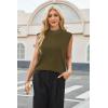 imageArachampampCloz Women 2025 Wool Blended Mock Neck Sleeveless Sweater Vest Summer Business Office Knit Spring Trendy TopsGreen Brown
