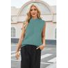 imageArachampampCloz Women 2025 Wool Blended Mock Neck Sleeveless Sweater Vest Summer Business Office Knit Spring Trendy TopsLake Blue
