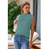 imageArachampampCloz Women 2025 Wool Blended Mock Neck Sleeveless Sweater Vest Summer Business Office Knit Spring Trendy TopsLake Blue