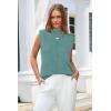imageArachampampCloz Women 2025 Wool Blended Mock Neck Sleeveless Sweater Vest Summer Business Office Knit Spring Trendy TopsLake Blue
