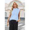 imageArachampampCloz Women 2025 Wool Blended Mock Neck Sleeveless Sweater Vest Summer Business Office Knit Spring Trendy TopsLight Blue