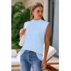 imageArachampampCloz Women 2025 Wool Blended Mock Neck Sleeveless Sweater Vest Summer Business Office Knit Spring Trendy TopsLight Blue