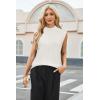 imageArachampampCloz Women 2025 Wool Blended Mock Neck Sleeveless Sweater Vest Summer Business Office Knit Spring Trendy TopsOffwhite
