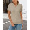 imageArachampampCloz Womens Wool Blend Summer Tops Business Casual Polo Shirts 2025Oatmeal