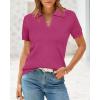 imageArachampampCloz Womens Wool Blend Summer Tops Business Casual Polo Shirts 2025Rose Red