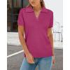 imageArachampampCloz Womens Wool Blend Summer Tops Business Casual Polo Shirts 2025Rose Red