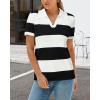 imageArachampampCloz Womens Wool Blend Summer Tops Business Casual Polo Shirts 2025Stripe Blackwhite