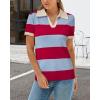 imageArachampampCloz Womens Wool Blend Summer Tops Business Casual Polo Shirts 2025Stripe Rose Redblue