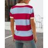imageArachampampCloz Womens Wool Blend Summer Tops Business Casual Polo Shirts 2025Stripe Rose Redblue