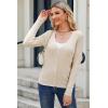 imageArachampampCloz Womens Wool Blended Ribbed Cardigan Lightweight Long Sleeve Sweater 2025 Spring Fashion Button Down Knit TopApricot