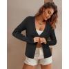 imageArachampampCloz Womens Wool Blended Ribbed Cardigan Lightweight Long Sleeve Sweater 2025 Spring Fashion Button Down Knit TopBlack
