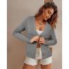 imageArachampampCloz Womens Wool Blended Ribbed Cardigan Lightweight Long Sleeve Sweater 2025 Spring Fashion Button Down Knit TopGray