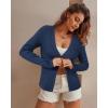 imageArachampampCloz Womens Wool Blended Ribbed Cardigan Lightweight Long Sleeve Sweater 2025 Spring Fashion Button Down Knit TopNavy Blue