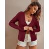 imageArachampampCloz Womens Wool Blended Ribbed Cardigan Lightweight Long Sleeve Sweater 2025 Spring Fashion Button Down Knit TopRed
