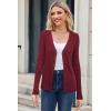 imageArachampampCloz Womens Wool Blended Ribbed Cardigan Lightweight Long Sleeve Sweater 2025 Spring Fashion Button Down Knit TopRed