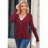 imageArachampampCloz Womens Wool Blended Ribbed Cardigan Lightweight Long Sleeve Sweater 2025 Spring Fashion Button Down Knit TopRed