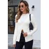 imageArachampampCloz Womens Wool Blended Ribbed Cardigan Lightweight Long Sleeve Sweater 2025 Spring Fashion Button Down Knit TopWhite