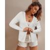 imageArachampampCloz Womens Wool Blended Ribbed Cardigan Lightweight Long Sleeve Sweater 2025 Spring Fashion Button Down Knit TopWhite
