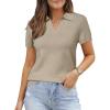 imageArachampampCloz Womens Wool Blend Summer Tops Business Casual Polo Shirts 2025Oatmeal