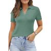 imageArachampampCloz Womens Wool Blend Summer Tops Business Casual Polo Shirts 2025Sage Green