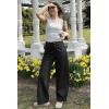 imageArachampampCloz 2025 Womens Stretch Wrinkle Free Wide Leg Trousers Casual High Elastic Waisted Loose Palazzo Pants with PocketsBlack