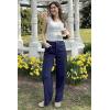 imageArachampampCloz 2025 Womens Stretch Wrinkle Free Wide Leg Trousers Casual High Elastic Waisted Loose Palazzo Pants with PocketsDark Blue