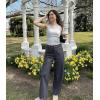 imageArachampampCloz 2025 Womens Stretch Wrinkle Free Wide Leg Trousers Casual High Elastic Waisted Loose Palazzo Pants with PocketsDark Grey