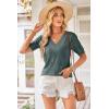 imageArachampampCloz Womens Lightweight Summer Tops Casual Short Sleeve Blouses ShirtsGrey Green