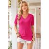 imageArachampampCloz Womens Lightweight Summer Tops Casual Short Sleeve Blouses ShirtsHot Pink