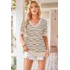 imageArachampampCloz Womens Lightweight Summer Tops Casual Short Sleeve Blouses ShirtsStriped Apricot and Black
