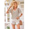 imageArachampampCloz Womens Lightweight Summer Tops Casual Short Sleeve Blouses ShirtsStriped Apricot and Black