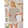 imageArachampampCloz Womens Lightweight Summer Tops Casual Short Sleeve Blouses ShirtsStriped Apricot and Black