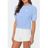 imageArachampampCloz Womens Puff Short Sleeve Shirts 2025 Summer Crew Neck Sequin Cute Crop Tops Trendy Casual PulloverSky Blue
