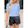 imageArachampampCloz Womens Puff Short Sleeve Shirts 2025 Summer Crew Neck Sequin Cute Crop Tops Trendy Casual PulloverSky Blue