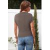 imageArachampampCloz Womens Ruched Summer Tops Mock Neck Cap Sleeve Slim Fit Blouses 2025Coffee