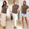 imageArachampampCloz Womens Ruched Summer Tops Mock Neck Cap Sleeve Slim Fit Blouses 2025Coffee