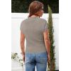 imageArachampampCloz Womens Ruched Summer Tops Mock Neck Cap Sleeve Slim Fit Blouses 2025Grey